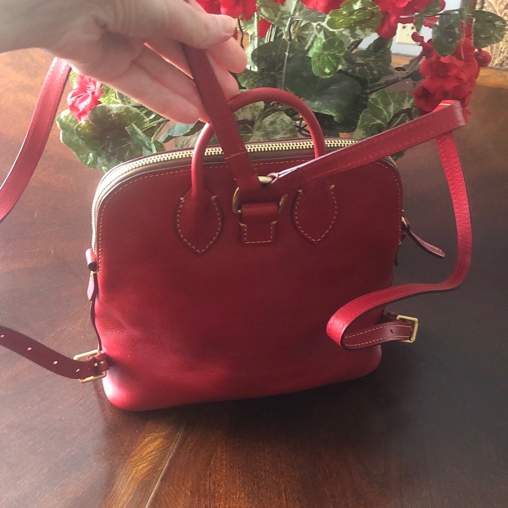 Dooney & Bourke Red Florentine Leather Zip Pod Backpack - Picture 3 of 11